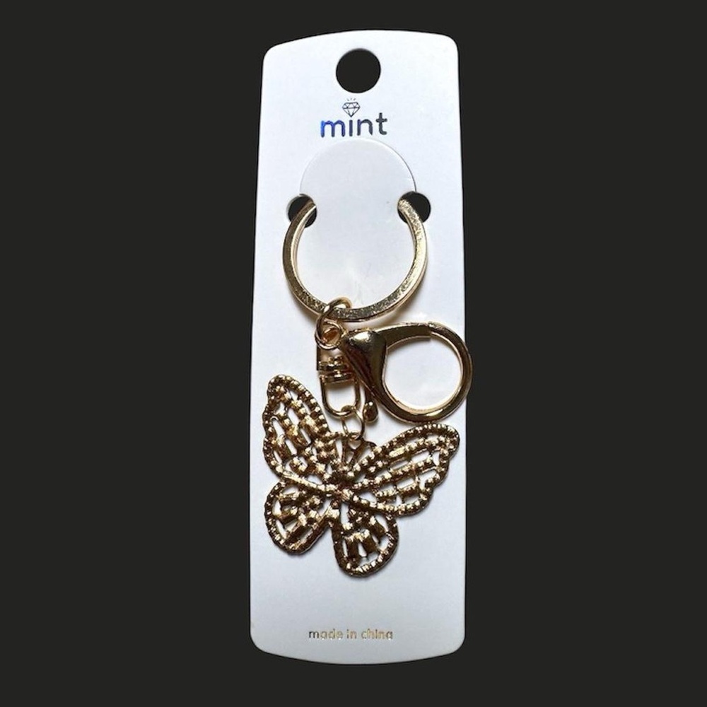 Blue Rhinestone Butterfly Keychain - Picture 3 of 3